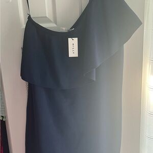 Navy Milly NWT one shoulder flounce dress